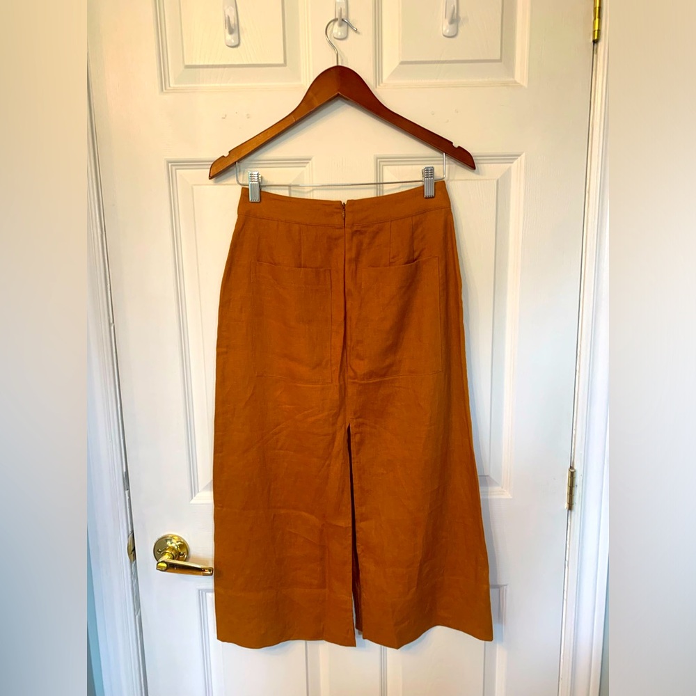 BR Linen Midi Skirt w/ front and back slit - Picture 3 of 7
